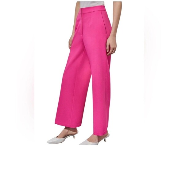 NWT Ming Wang Wide Leg Hot Pink Lightweight Silky Feel Dress Pants Women’s Sz XL - Picture 1 of 16